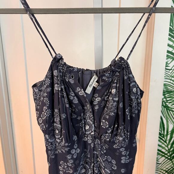 Madewell Blue Paisley Button Front Midi Dress Size 00 - Picture 3 of 7